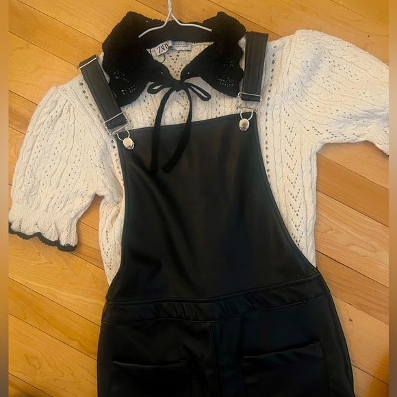 NWT Vegan Leather Black overalls size small and size Medium 🌹 - Picture 3 of 6